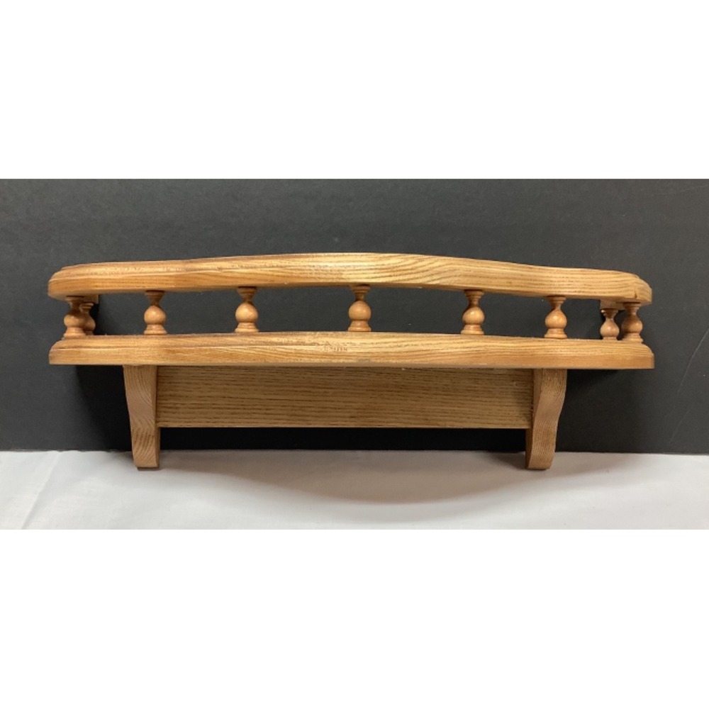 Solid Oak Wood Spindle Rail Wall Mounted Shelf 16" x 7" x 6"